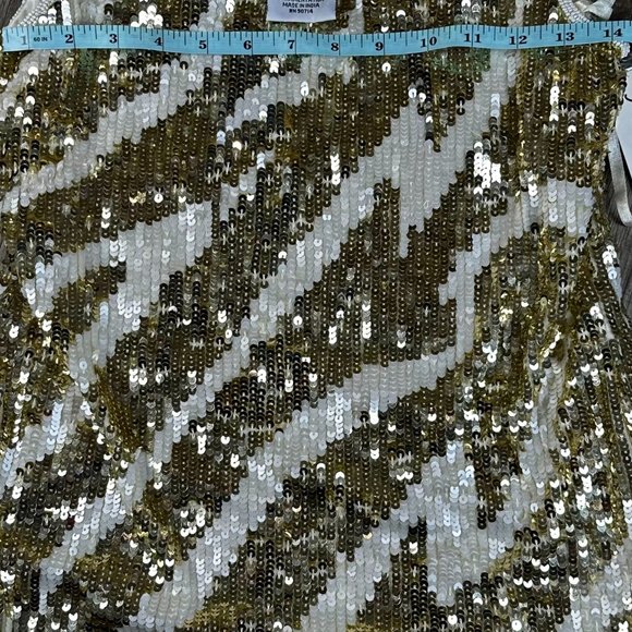 NWT Mini Dress Size 8 | Prelude White and Gold pearl & Sequin Tank Dress. - Picture 8 of 12